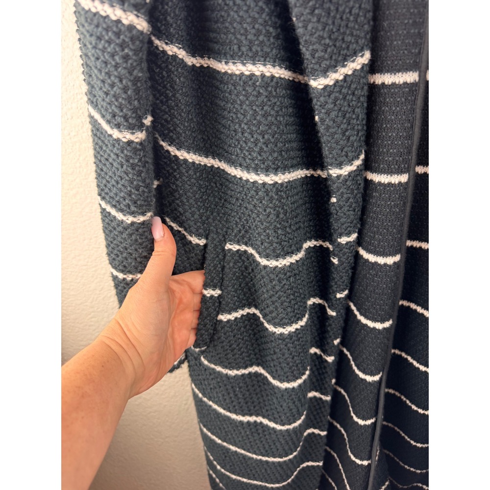 Marine Layer Striped Knit Cardigan Coatigan Womens XS Black White Long Sleeve‎ - Picture 3 of 8